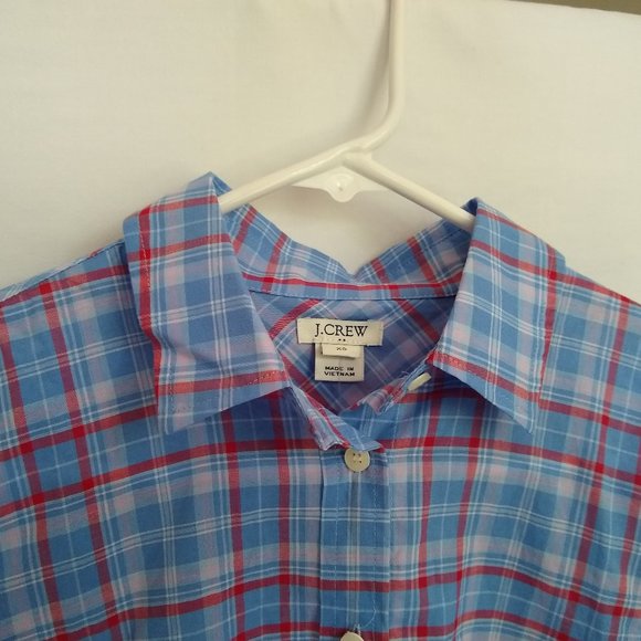 NWT J. Crew blue cotton plaid tie front button up shirt XS - Picture 4 of 11